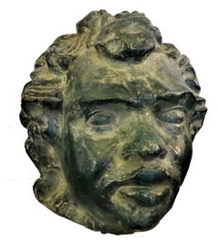 Patinierter Gipskopf 1964 sign. JAURET