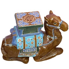 Patio Decoration Ceramic Hollywood Regency Camel Garden Stool or Side Table
