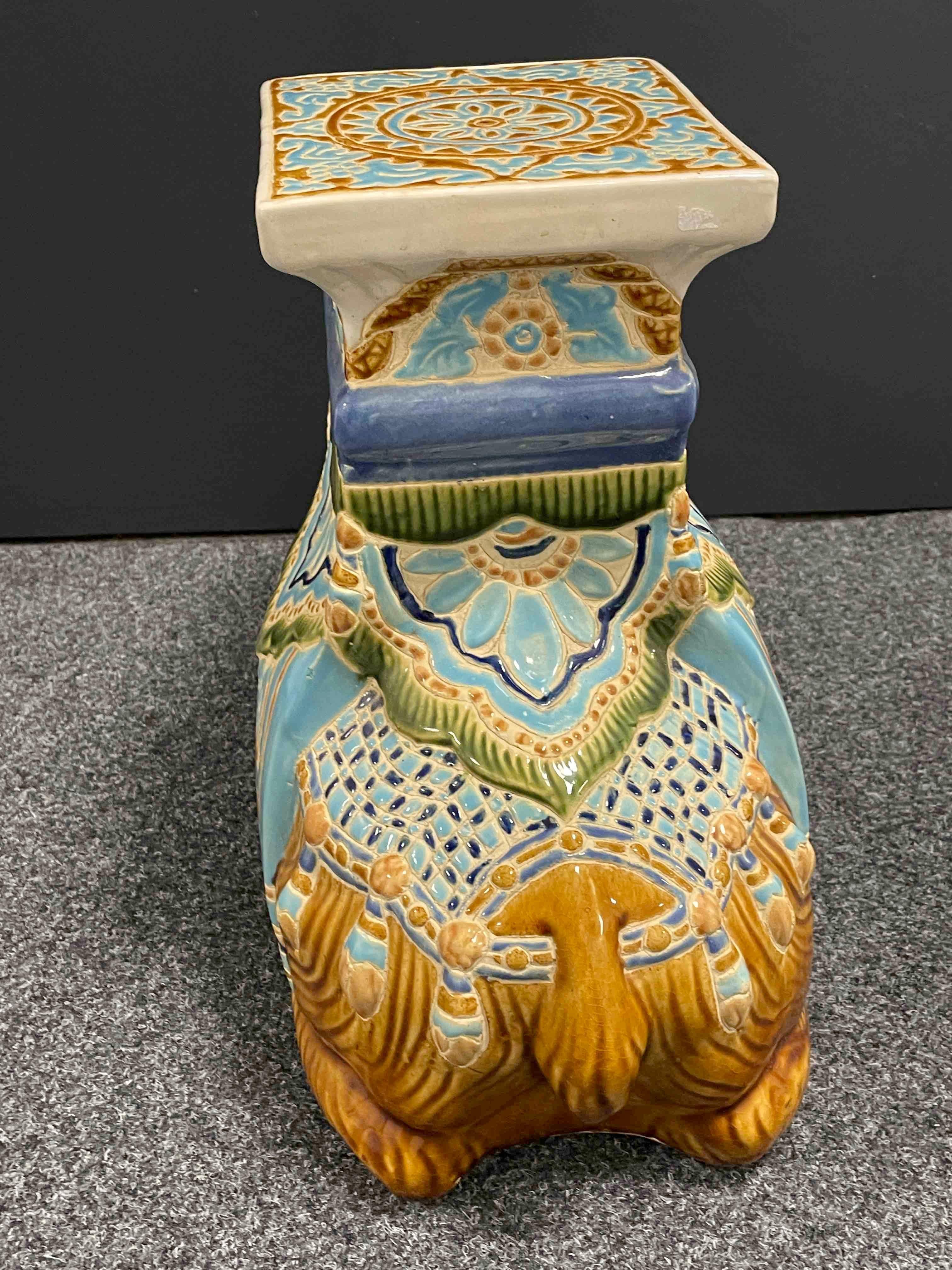 Patio Decoration Ceramic Hollywood Regency Camel Garden Stool or Side Table 1
