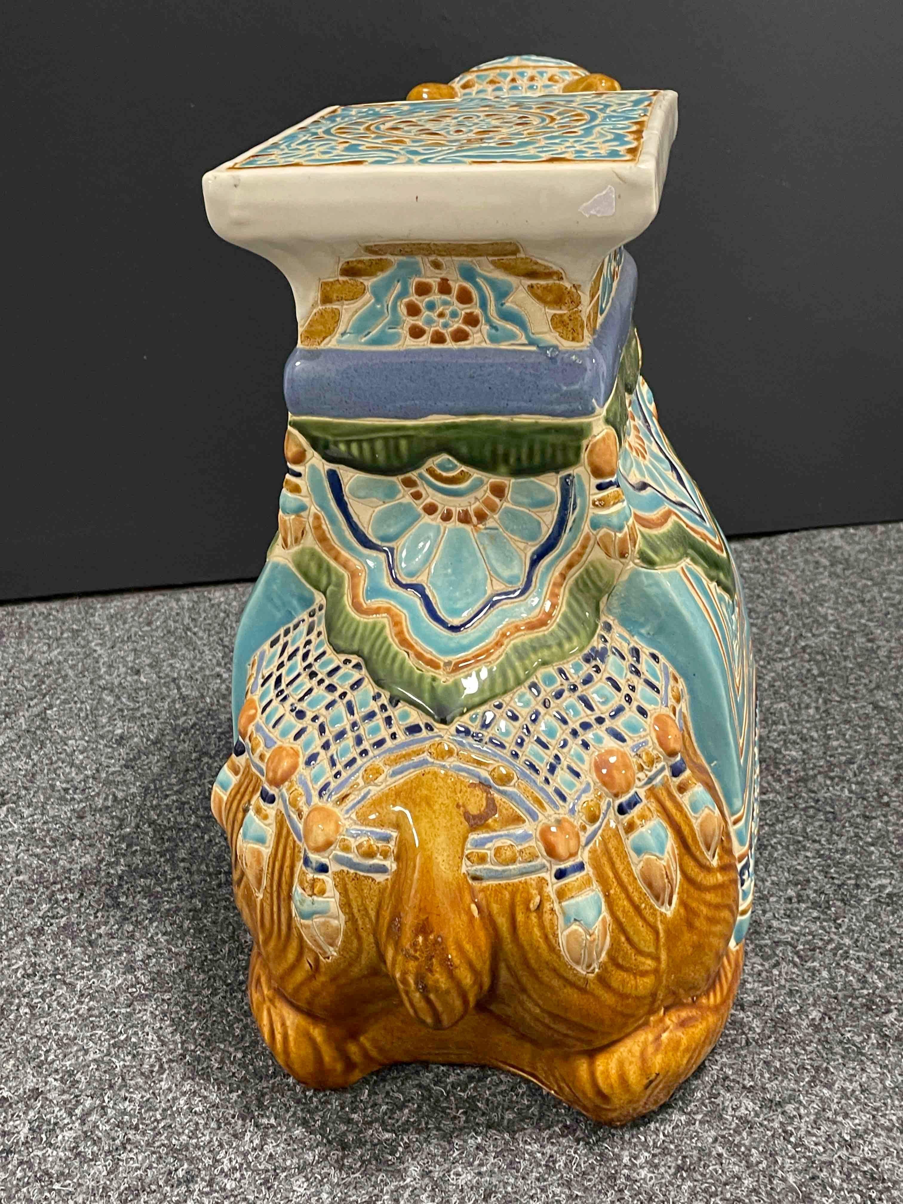 Patio Decoration Ceramic Hollywood Regency Camel Garden Stool or Side Table 1