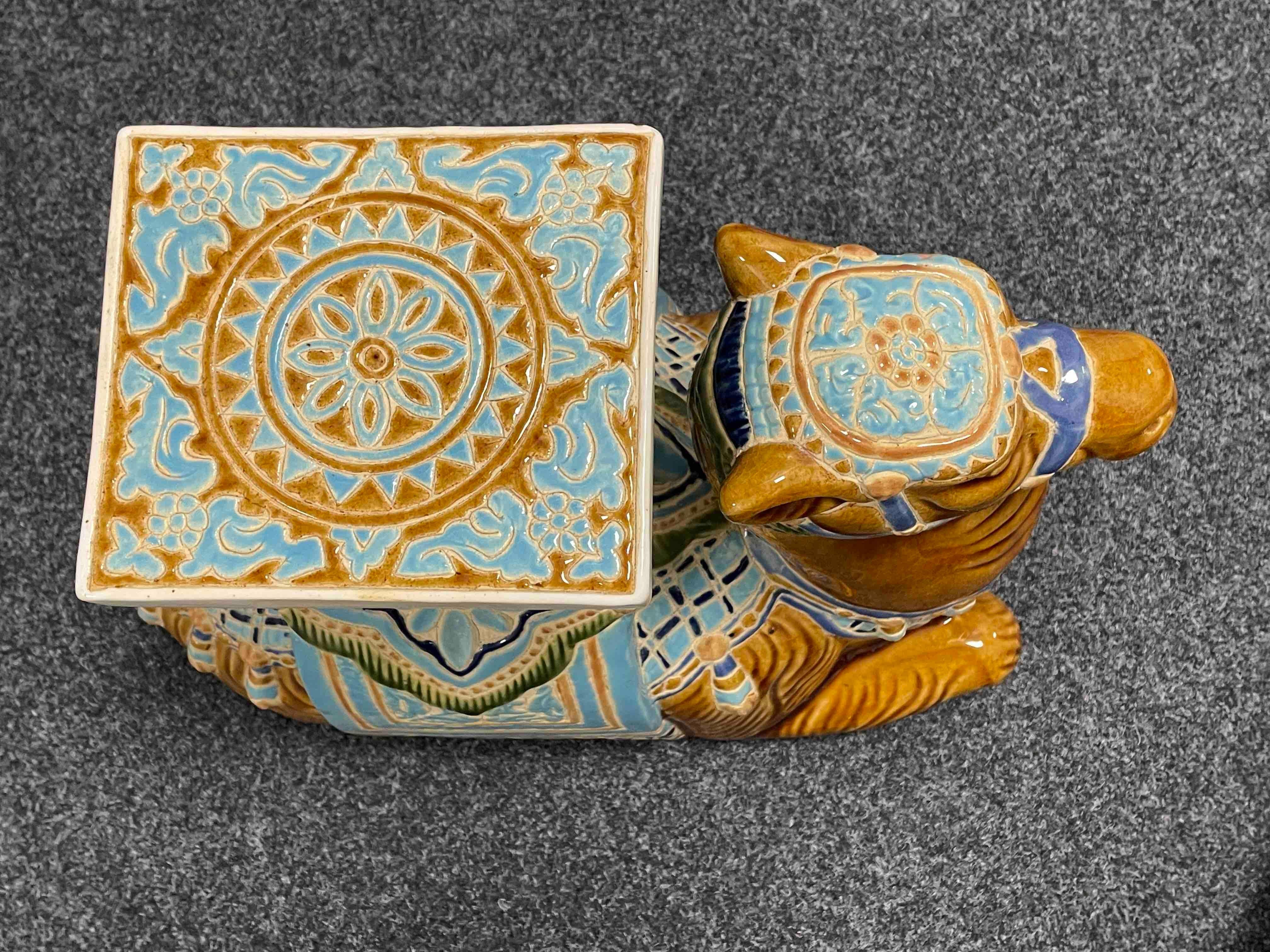 Patio Decoration Ceramic Hollywood Regency Camel Garden Stool or Side Table 2