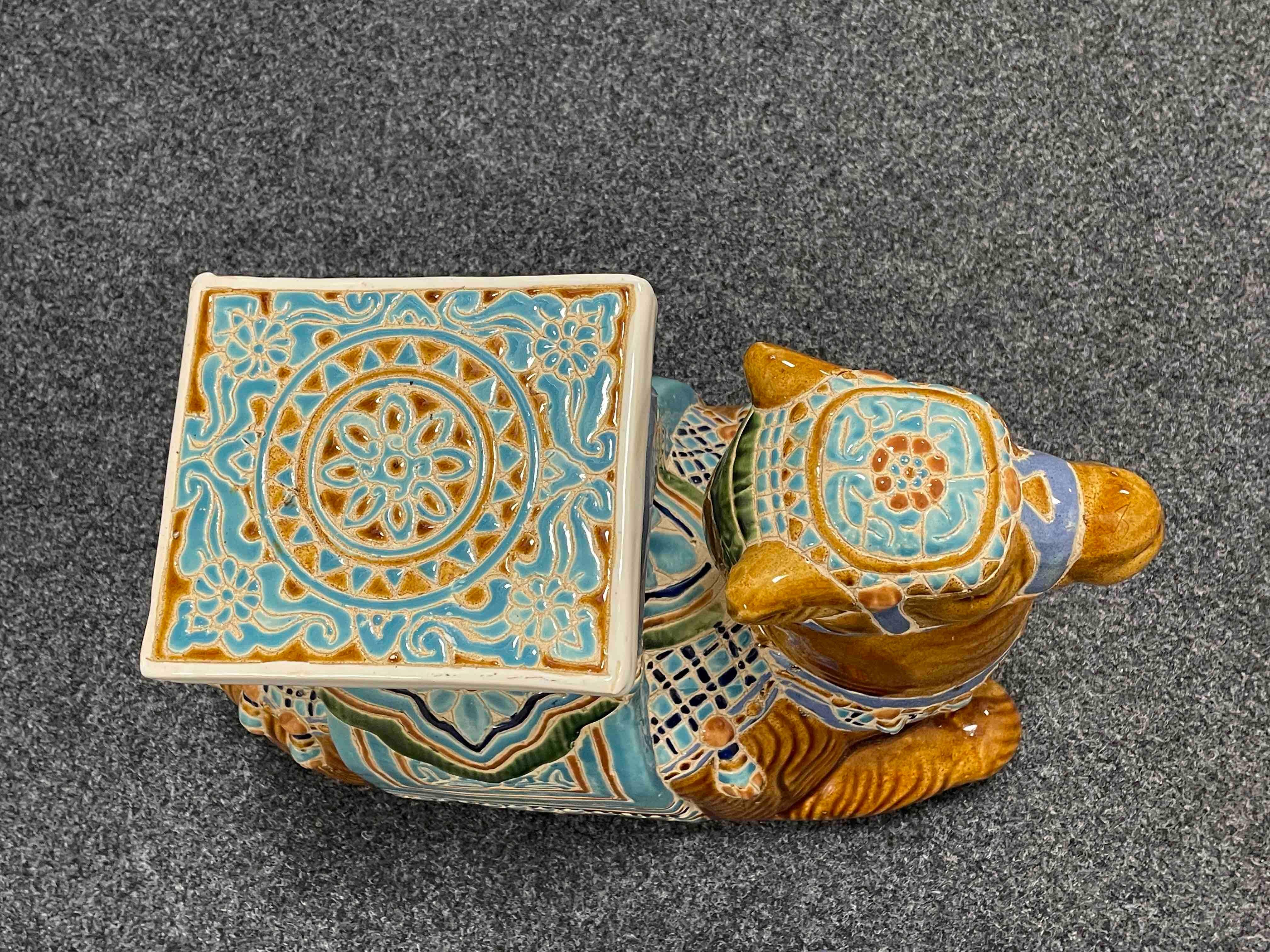Patio Decoration Ceramic Hollywood Regency Camel Garden Stool or Side Table 2