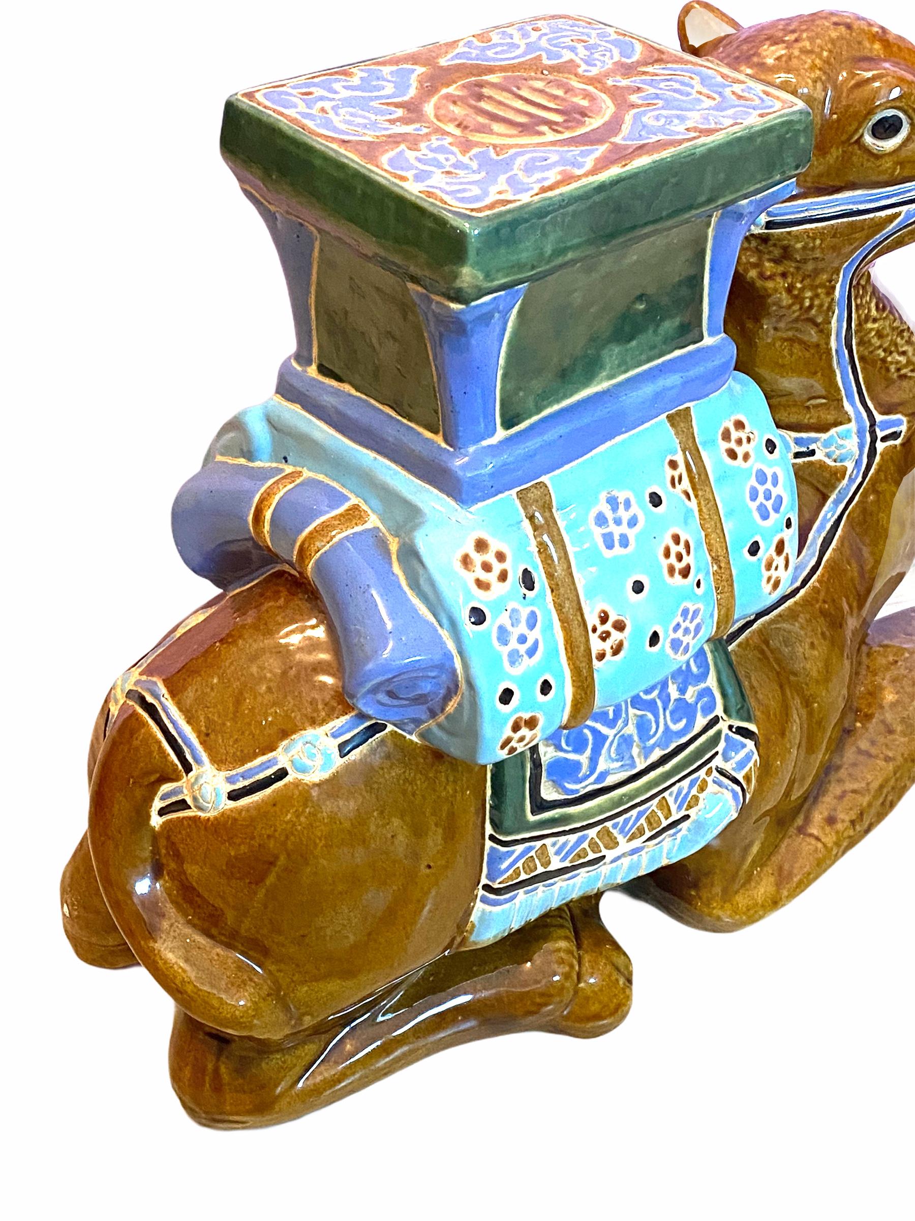 Patio Decoration Ceramic Hollywood Regency Camel Garden Stool or Side Table 3