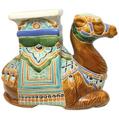 Patio Decoration Ceramic Hollywood Regency Camel Garden Stool or Side Table