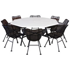 Patio Dining Set with Eight "Sculptura" Chairs by Russell Woodard