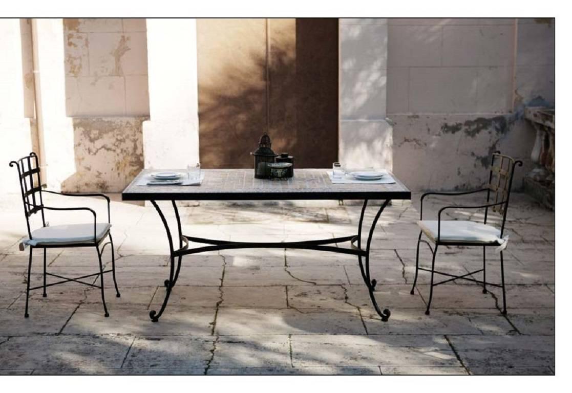 Moderne Table de patio, de jardin, de cuisine ou de salle à manger en fer forgé Intérieur et extérieur en vente