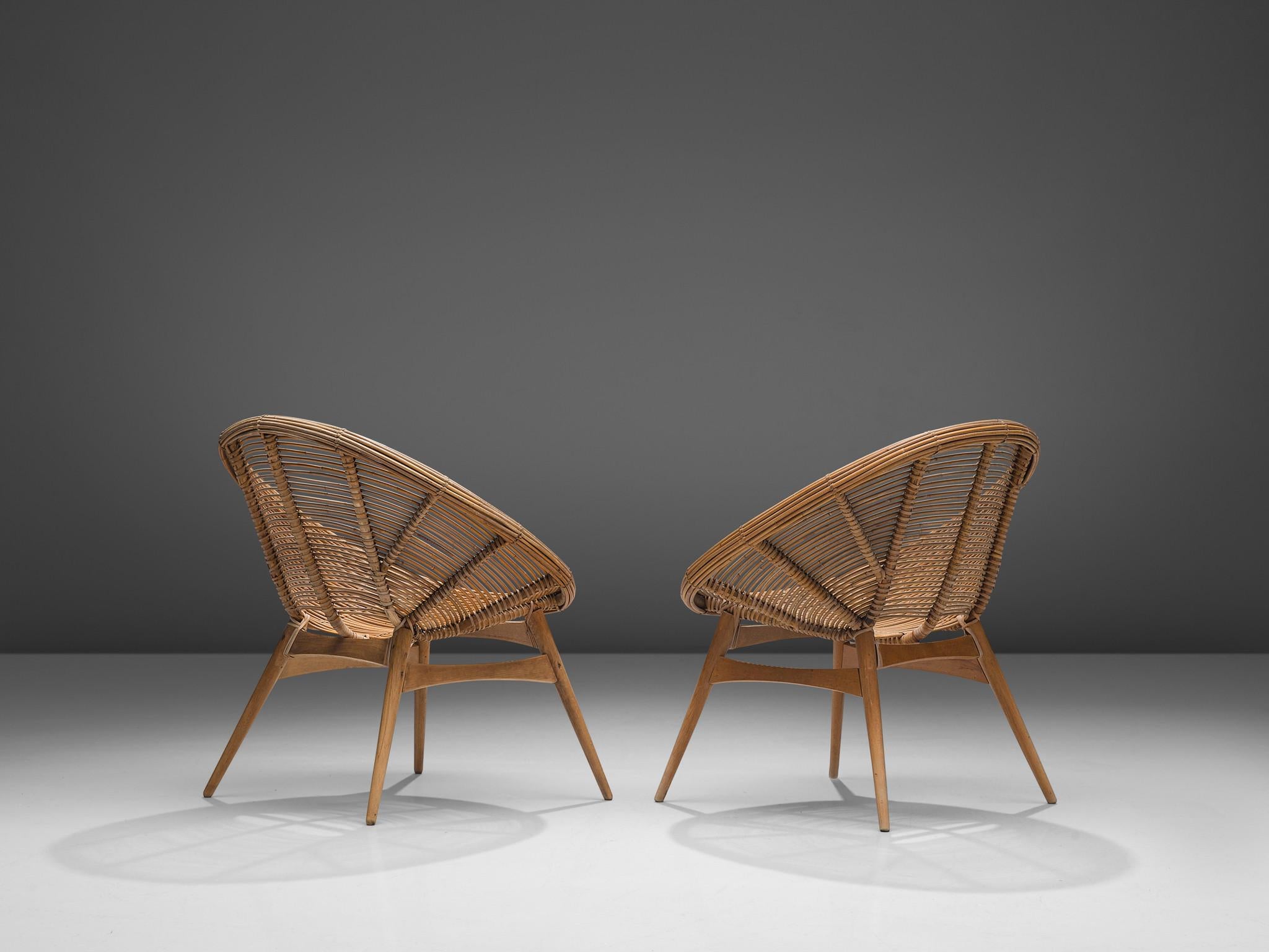 Mid-20th Century Patio Lounge Chairs in Bamboo and Wood  For Sale
