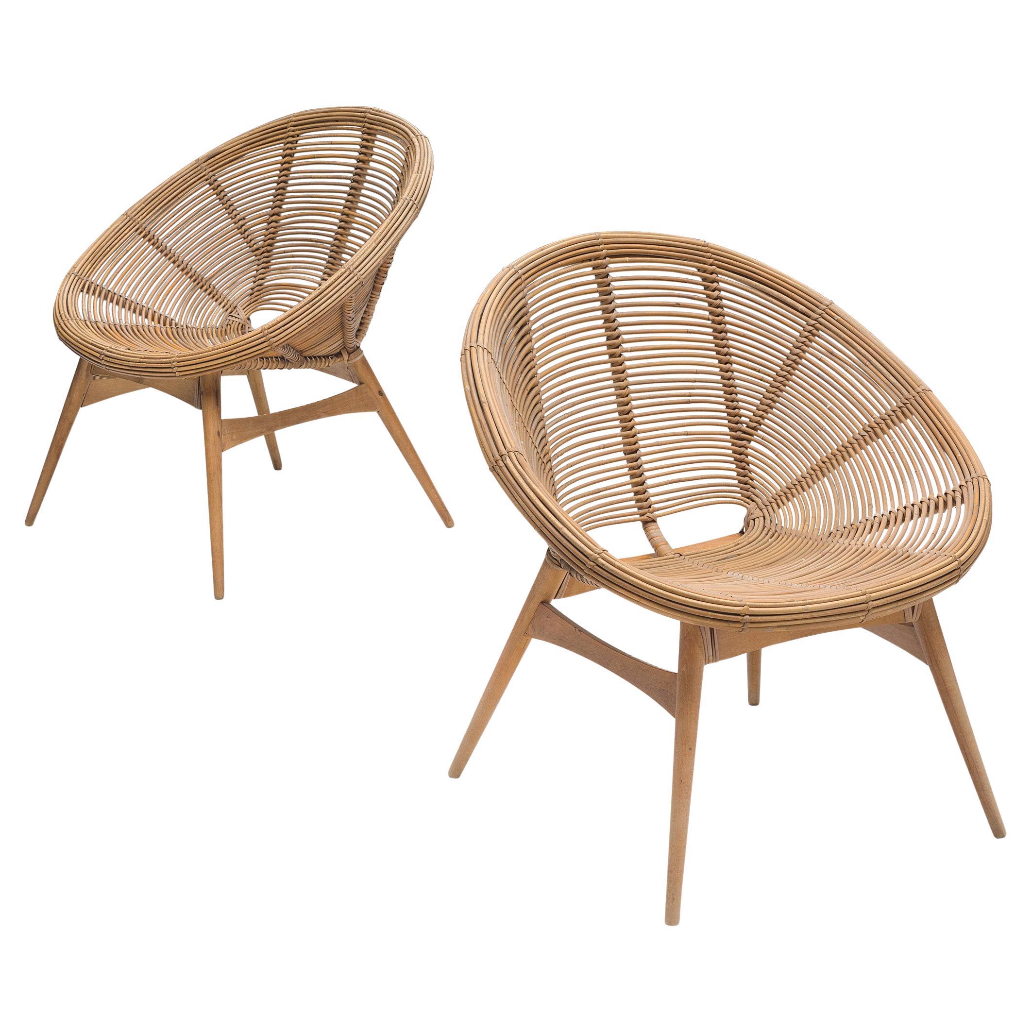 Patio Lounge Chairs in Bamboo and Wood  For Sale