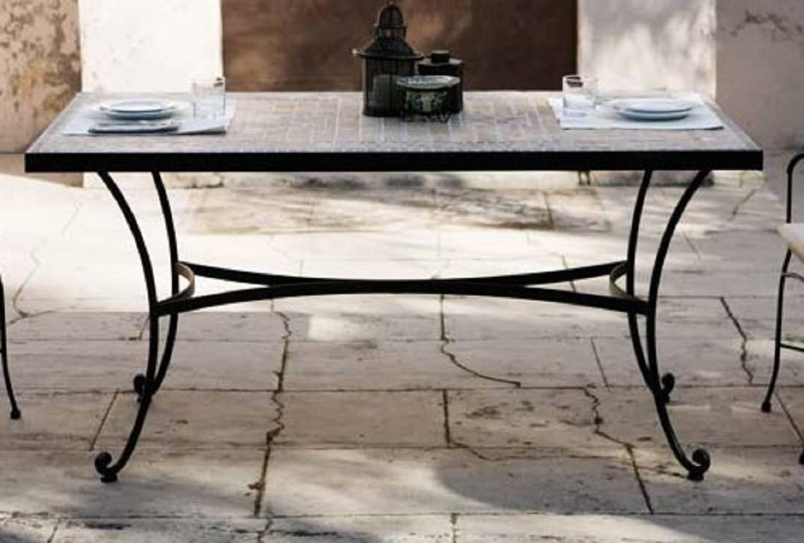 Patio or garden dining room table in wrought iron with glass top

Indoor & Outdoor

Estructure measurements:
Depth 27.5 in
Width 47.24 in
Height 29.52 in.
