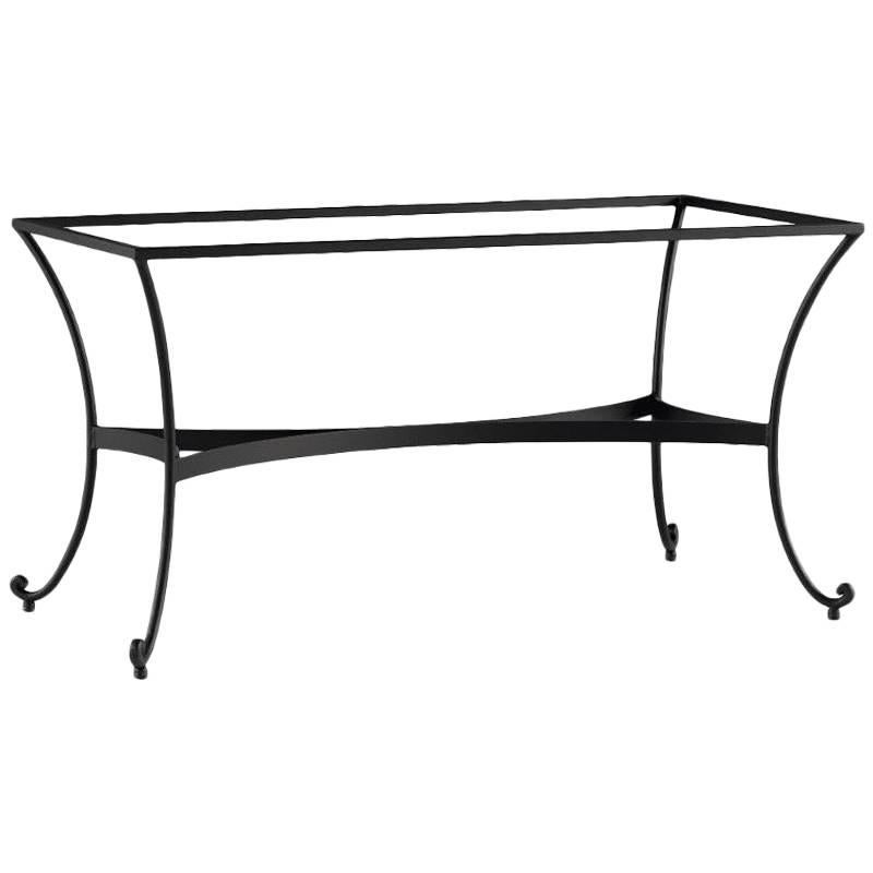 Patio or Garden Dining Room Table in Wrought Iron with Glass Top