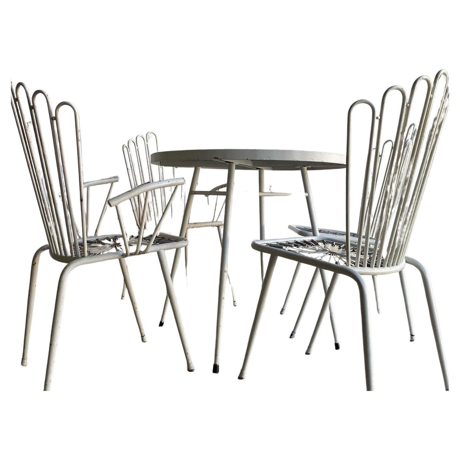 Mid-20th Century Patio Set in Style of Mathieu Mategot Table and Chairs 1950, France