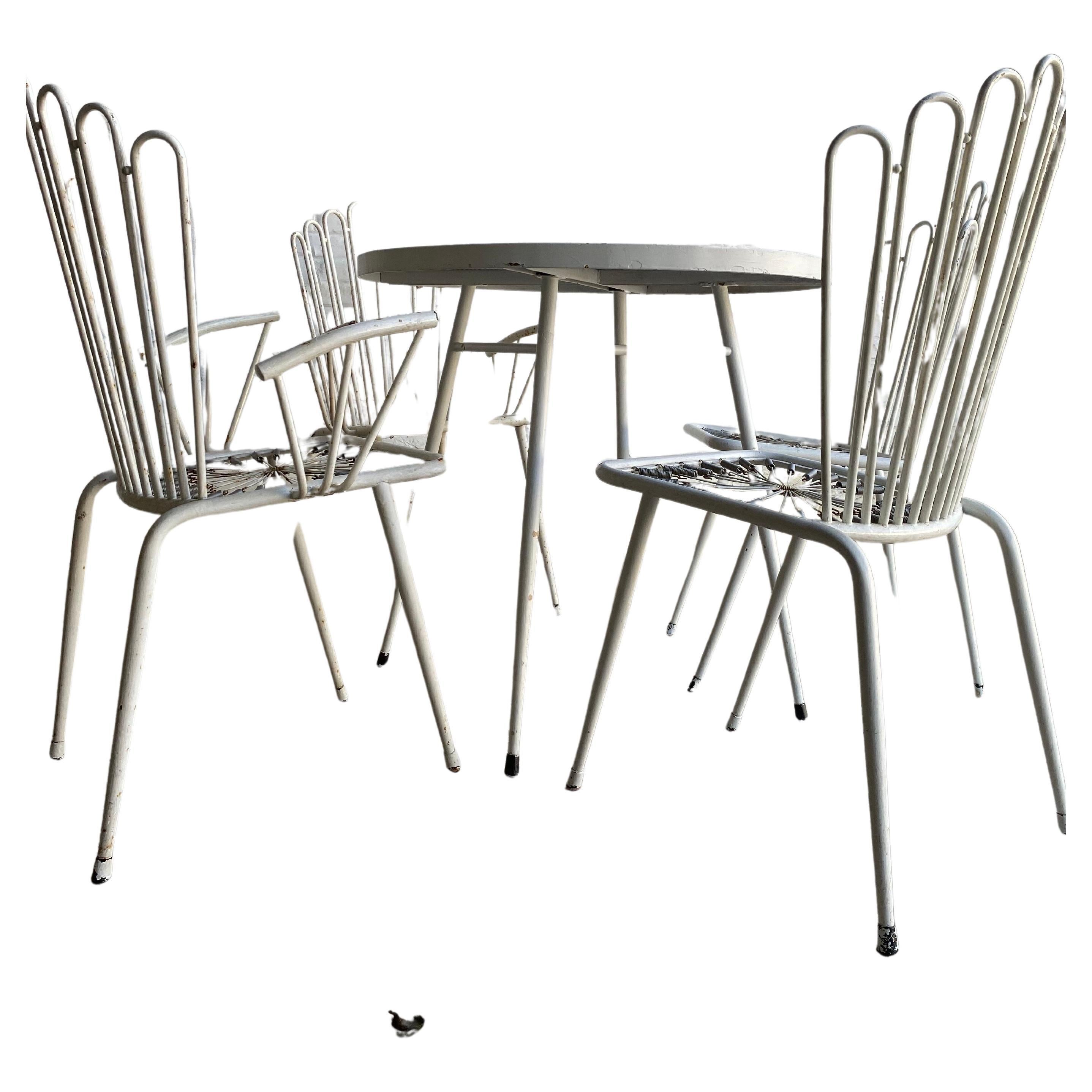 Patio Set in Style of Mathieu Mategot Table and Chairs 1950, France 3