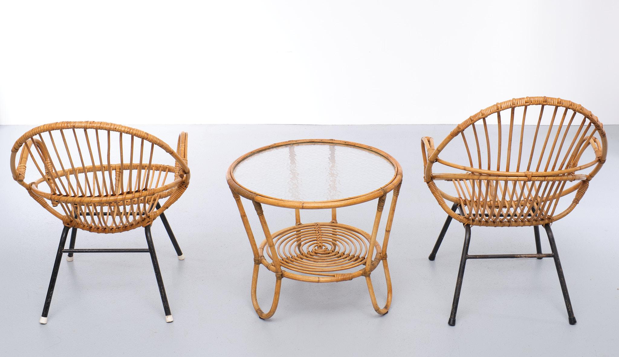 Patio Set Rohé Noorwolde Wicker 1955 Dutch 2