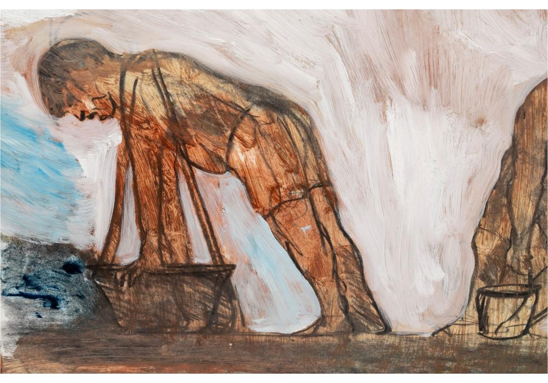 Paton Miller, (americano, nato nel 1953) Grande quadrato olio su carta montato su tela in vendita 4