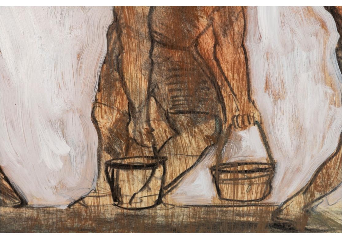 Paton Miller, (americano, nato nel 1953) Grande quadrato olio su carta montato su tela in vendita 5