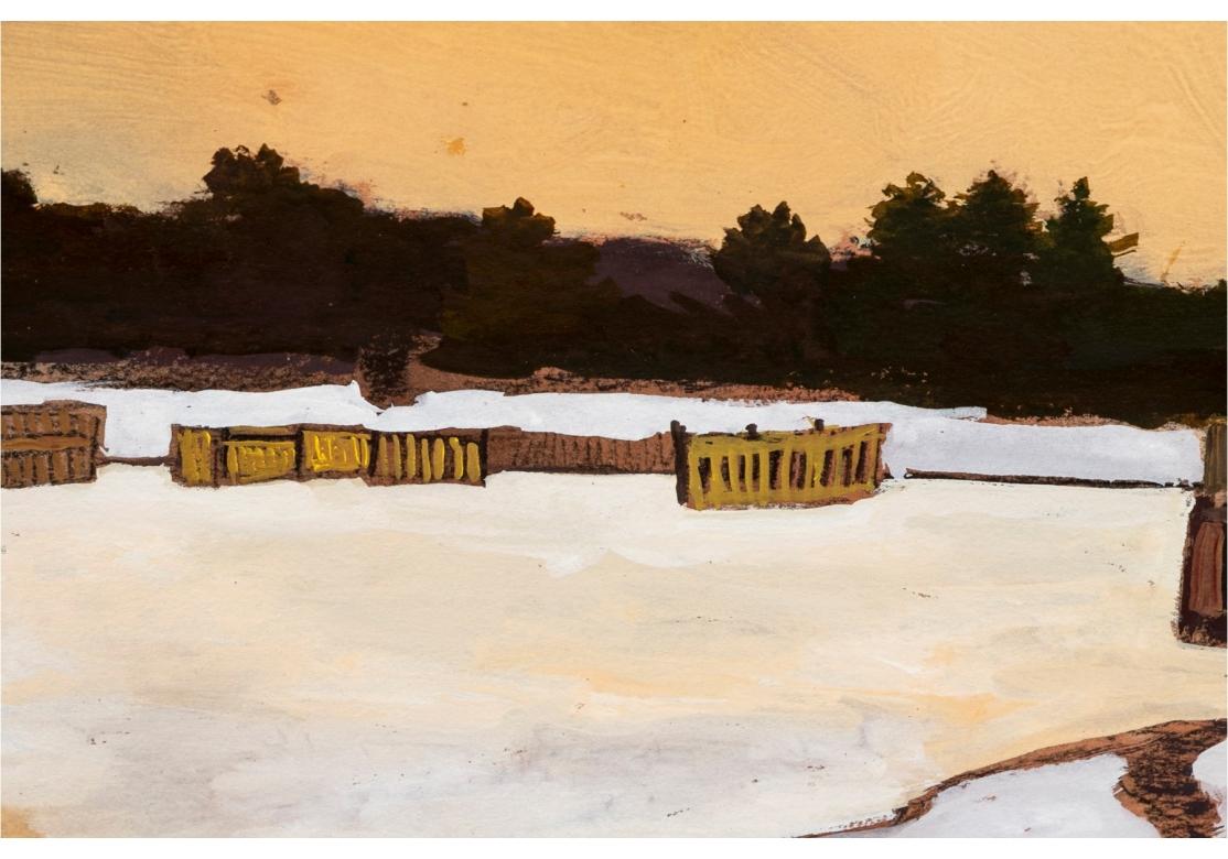 Paton Miller, (americano, nato nel 1953) Grande quadrato olio su carta montato su tela in vendita 1