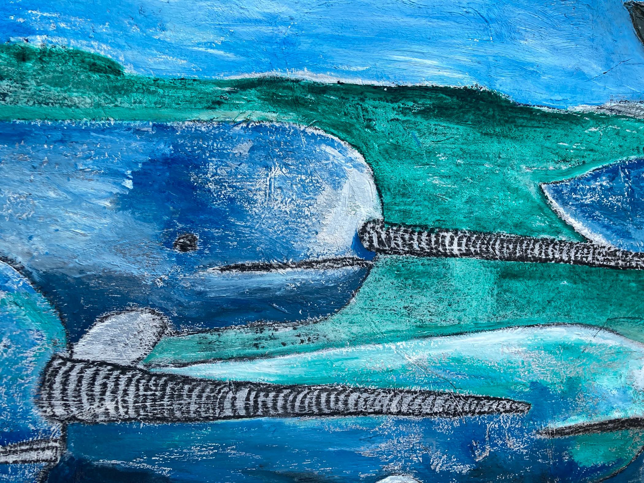 Narwhals - Gray Animal Painting by Paton Miller