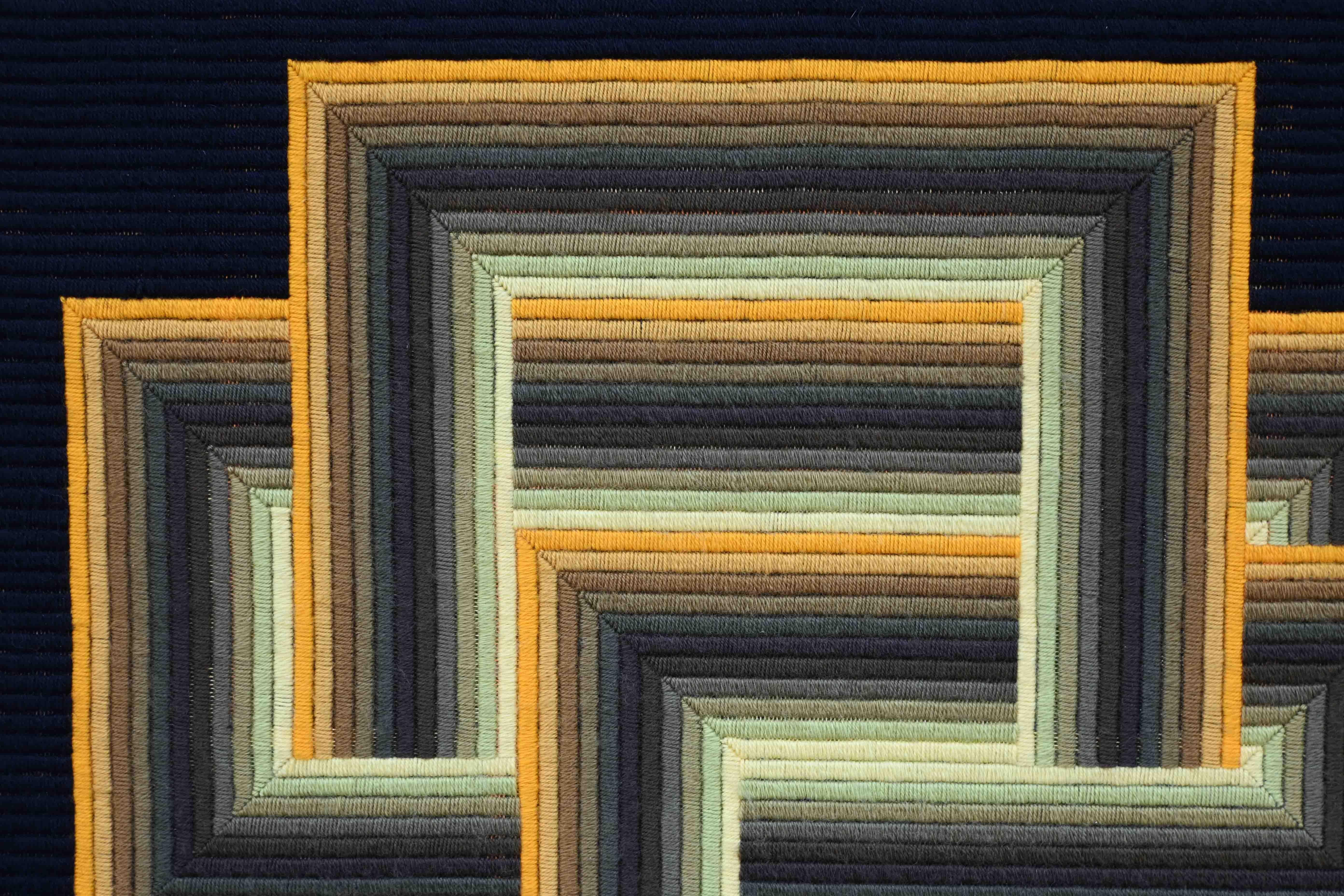 Artist: Patrice Allard
Period: 20th century
Style: Art Deco
Condition: Perfect condition
Material: Wool
Width: 80 cm
Height: 80 cm
Depth: 2 cm

Patrice Allard — Kinetic Tapestry, School of Vasarely — Circa 1970
A dazzling wool tapestry by Patrice