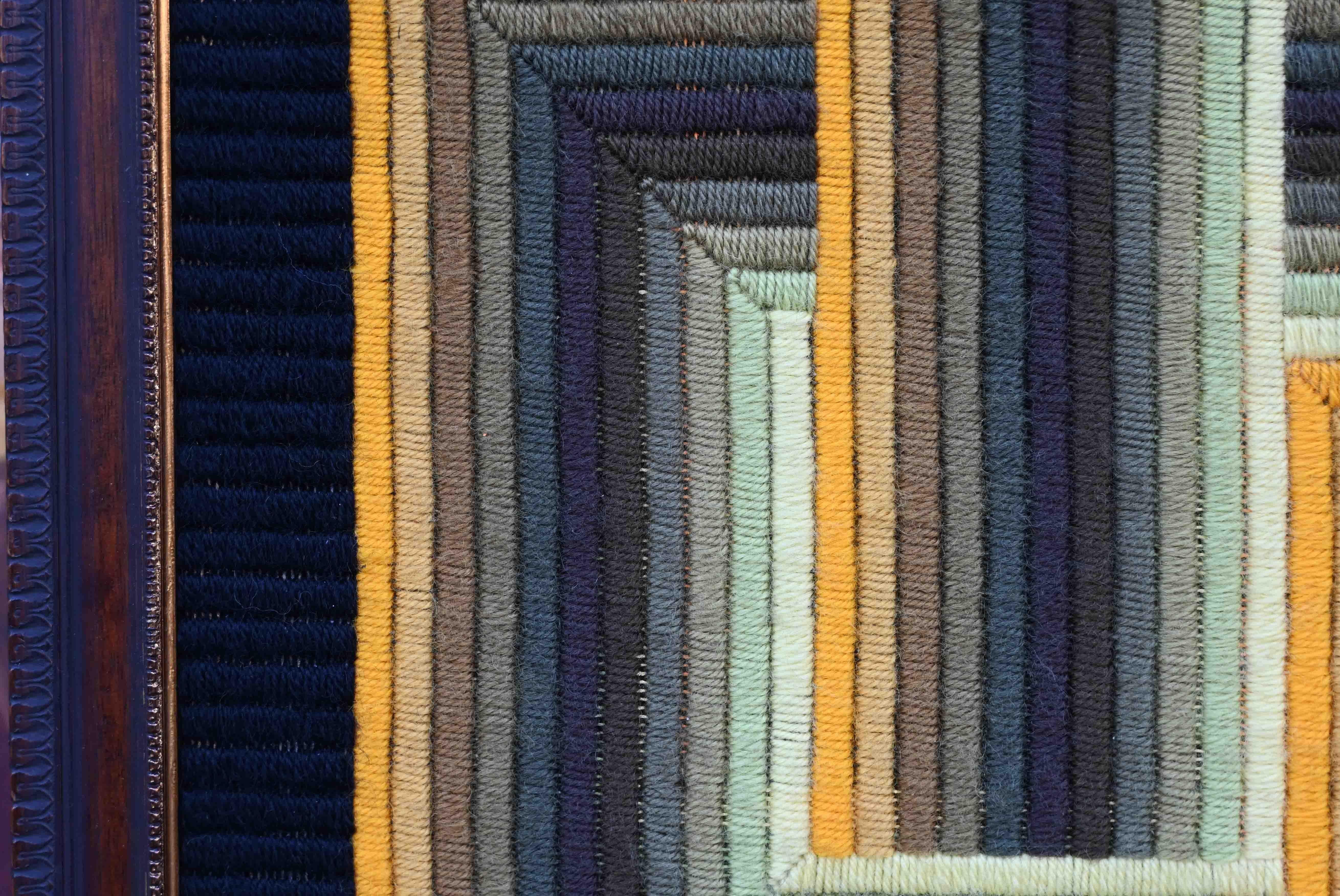 Hand-Woven Patrice Allard, Kinetic Framed tapestry, Vasarely School - Circa 1970 - N 1591 For Sale