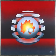 Cracked Shell, Op Art Acrylic Painting on Canvas by Patrice Breteau