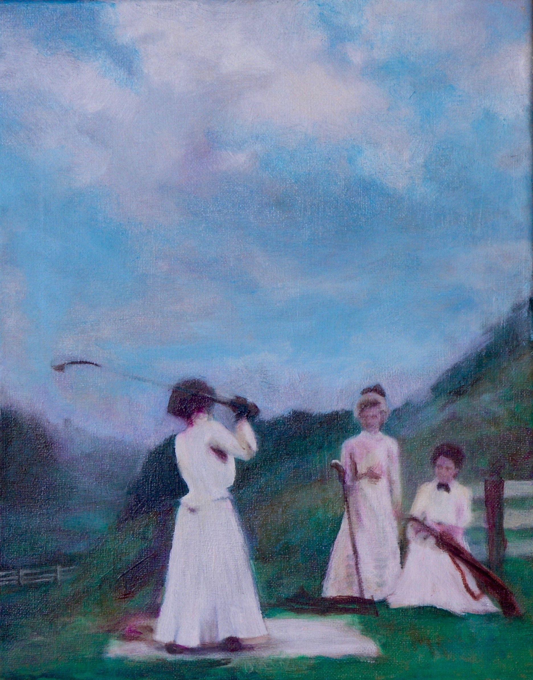 Tee del primo mattino, Pittura, Olio su tela - Painting di Patrice Burkhardt