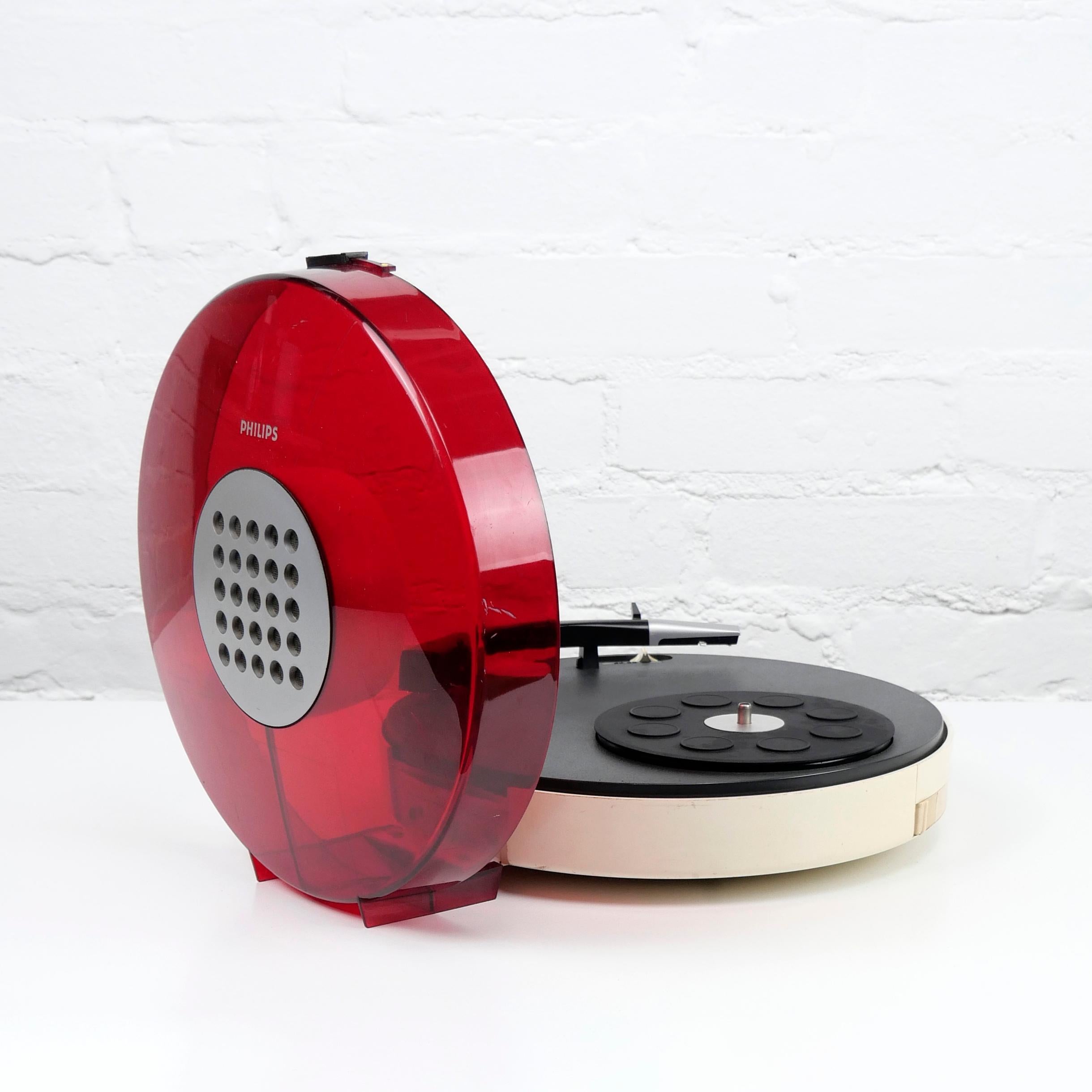 Plastic Patrice Dupont, Philips 22GF303 UFO Record Player, 1969, Space Age, Working