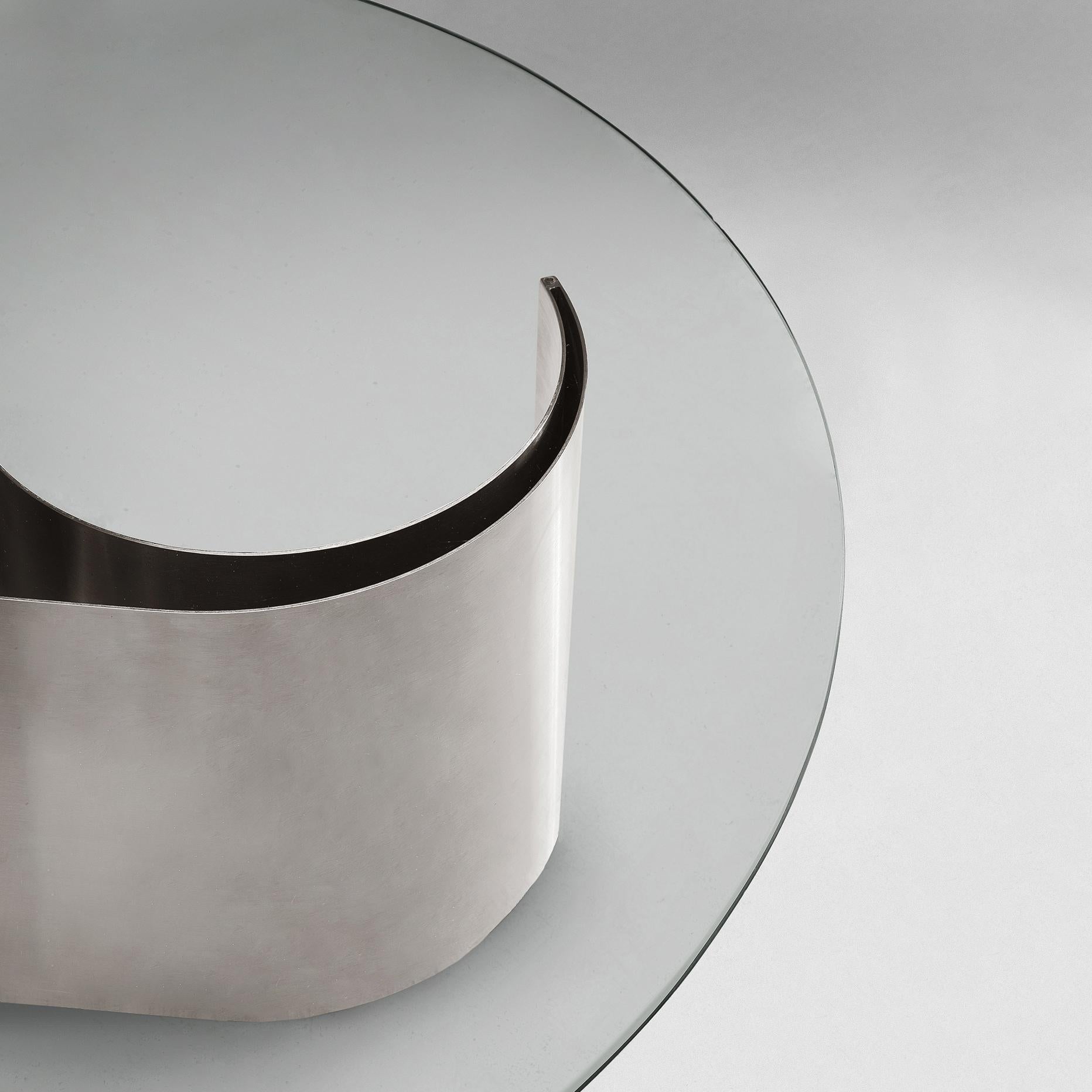 French Patrice Maffei 'Comète' Coffee Table in Glass and Stainless Steel