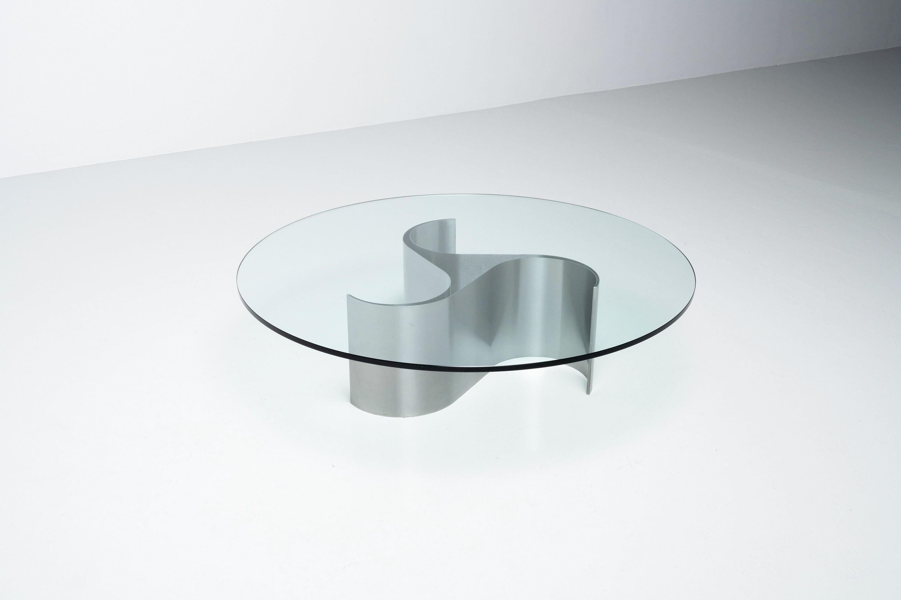 Stainless Steel Patrice Maffei Comete coffee table Kappa France 1971 For Sale