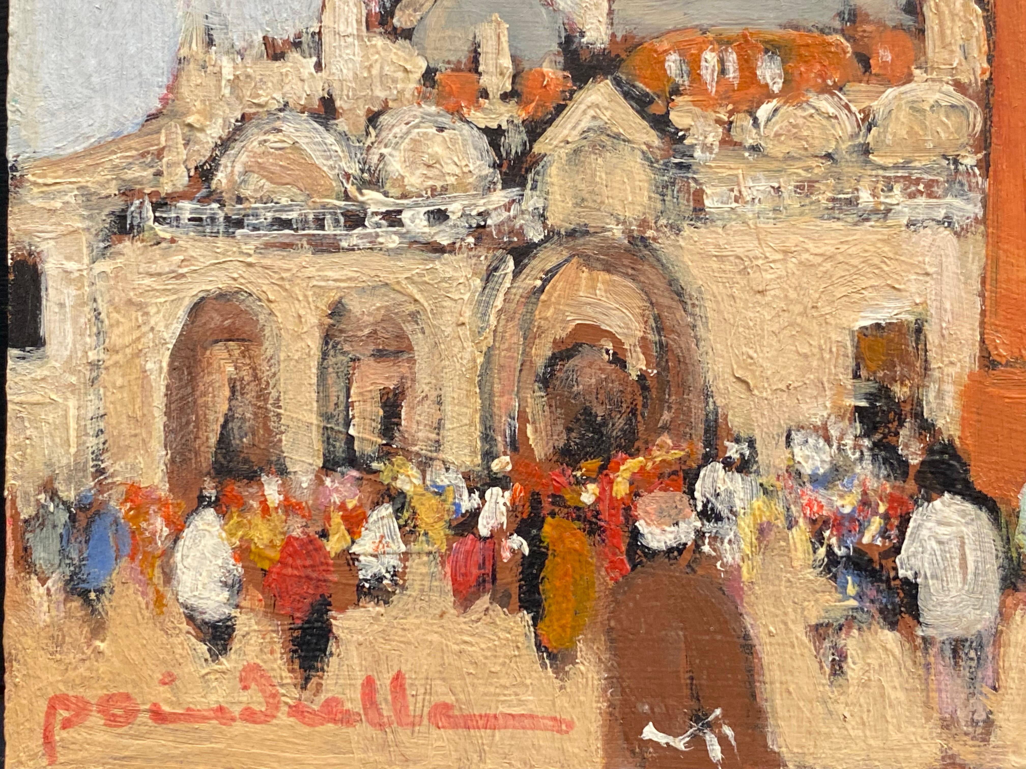 Artist/ School: Patrice Poindrelle (French b. 1954), signed on front and back, inscribed verso

Title: Piazza San Marco, Venice

Medium: oil painting on board, unframed.

Size:  painting: 5.5 x 7 inches     

Provenance: private collection, Paris.