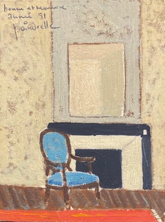 The Blue Chair, scène d'intérieur moderniste signée