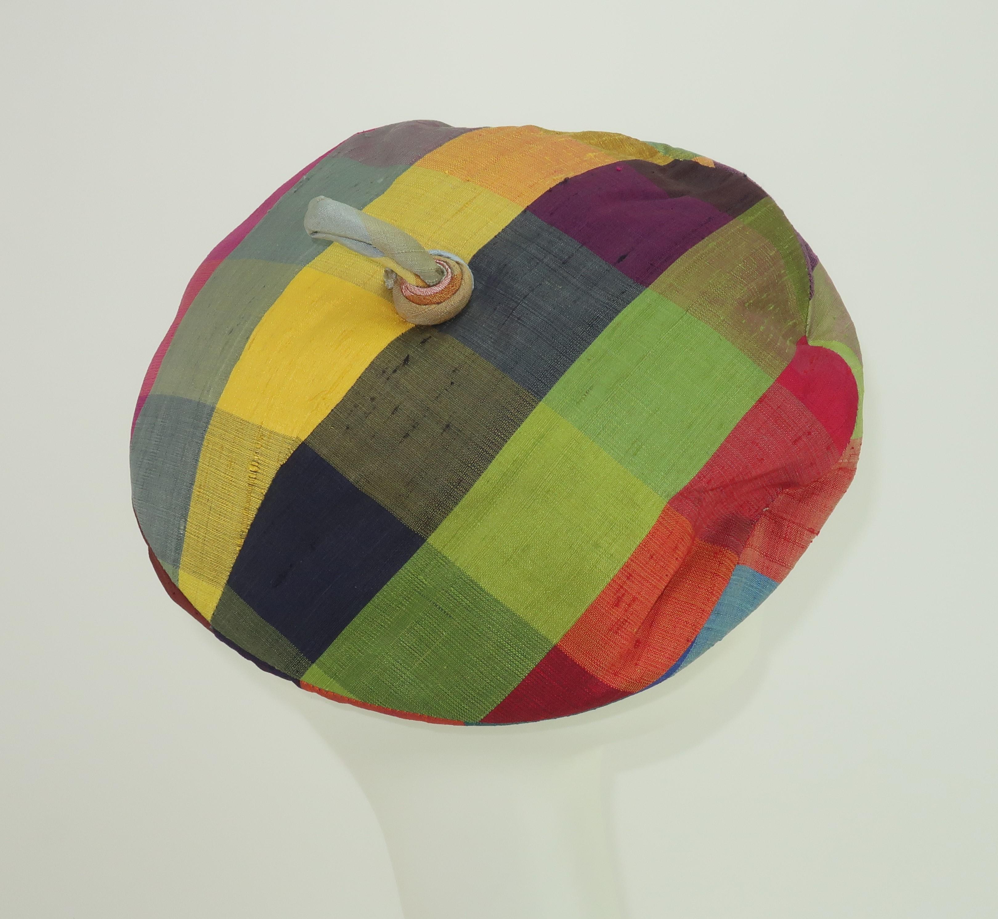 Patrice Silk Madras Beret Hat, C.1960 For Sale 1