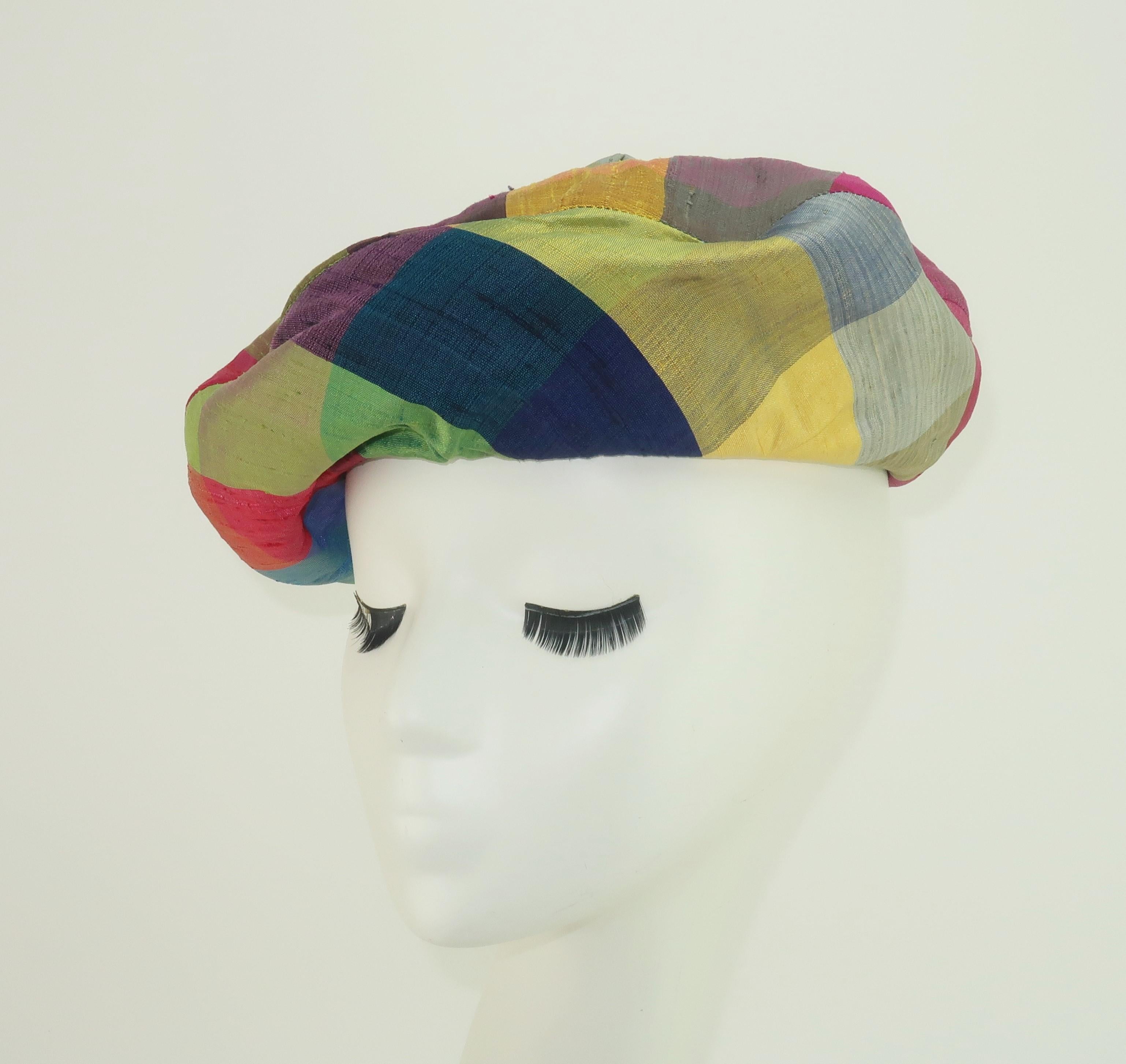 Patrice Silk Madras Beret Hat, C.1960 For Sale 3