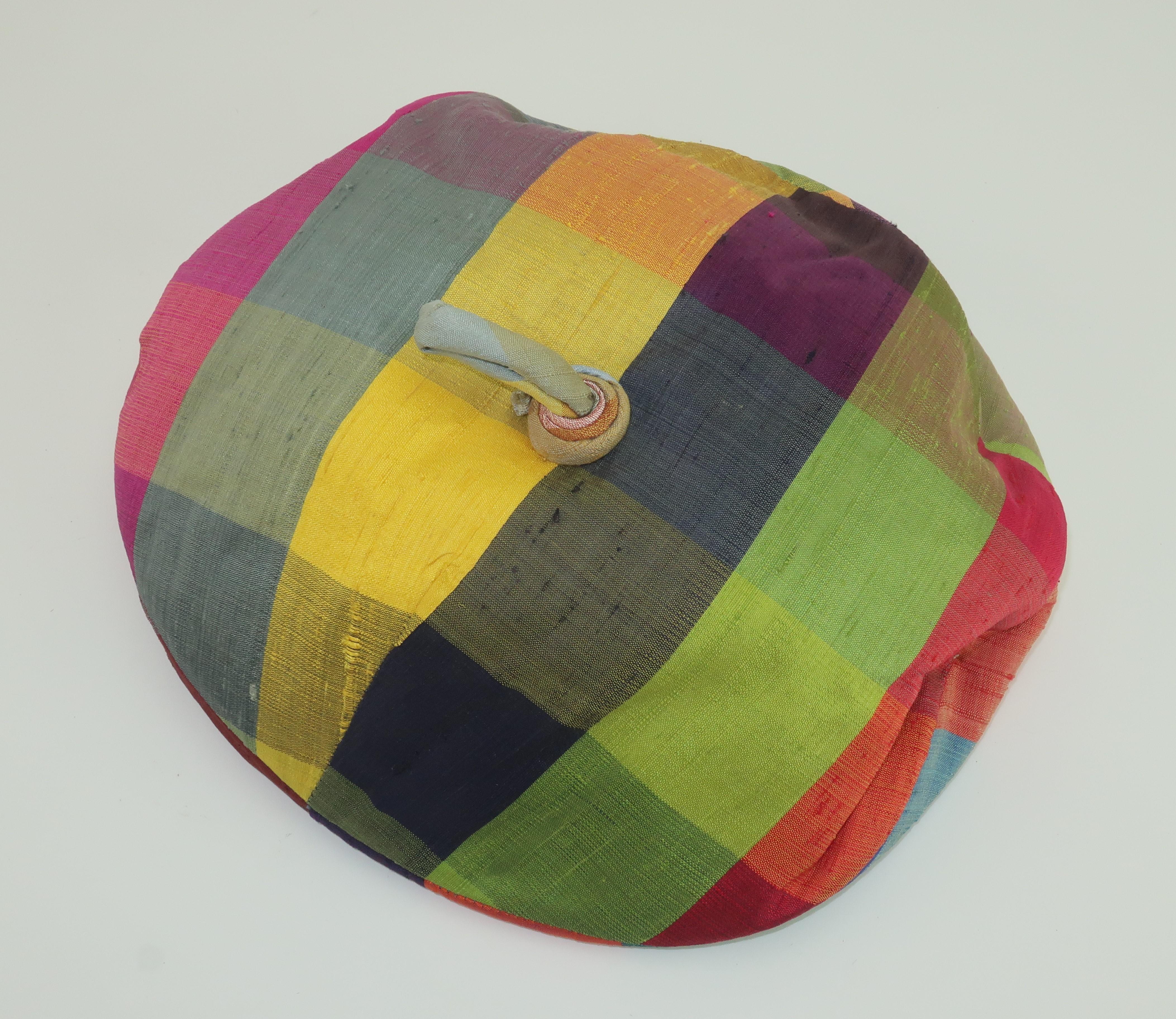 Patrice Silk Madras Beret Hat, C.1960 For Sale 4