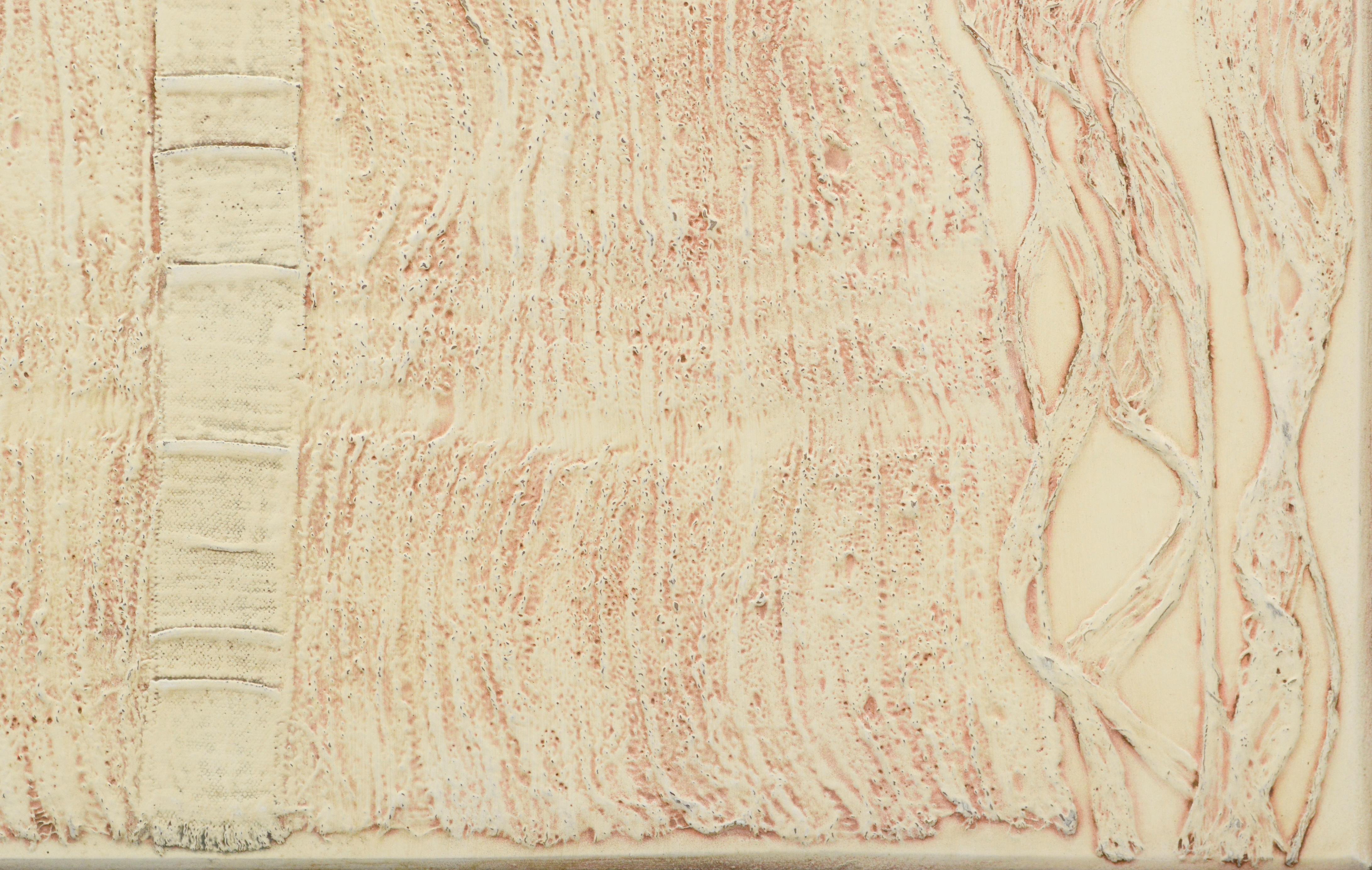 Moderner strukturierter Kimono in Neutralbraun in Mischtechnik, Collagraph Master Platte #2, Moderner Mixed Media (Zeitgenössisch), Painting, von Patricia A Pearce