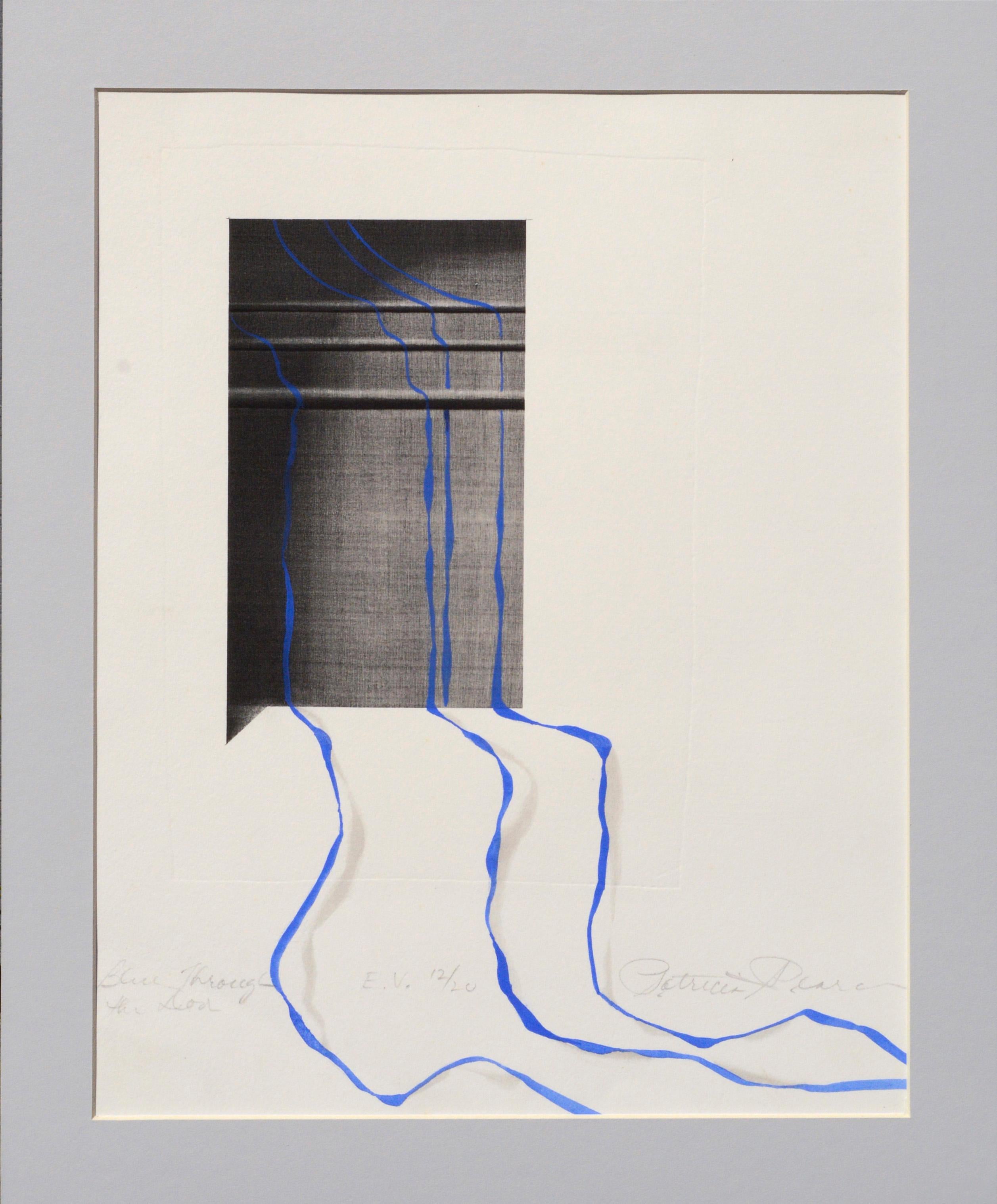 Abstract Print Patricia A Pearce - « Bleu à travers la porte » - Lithographie altérée à la main