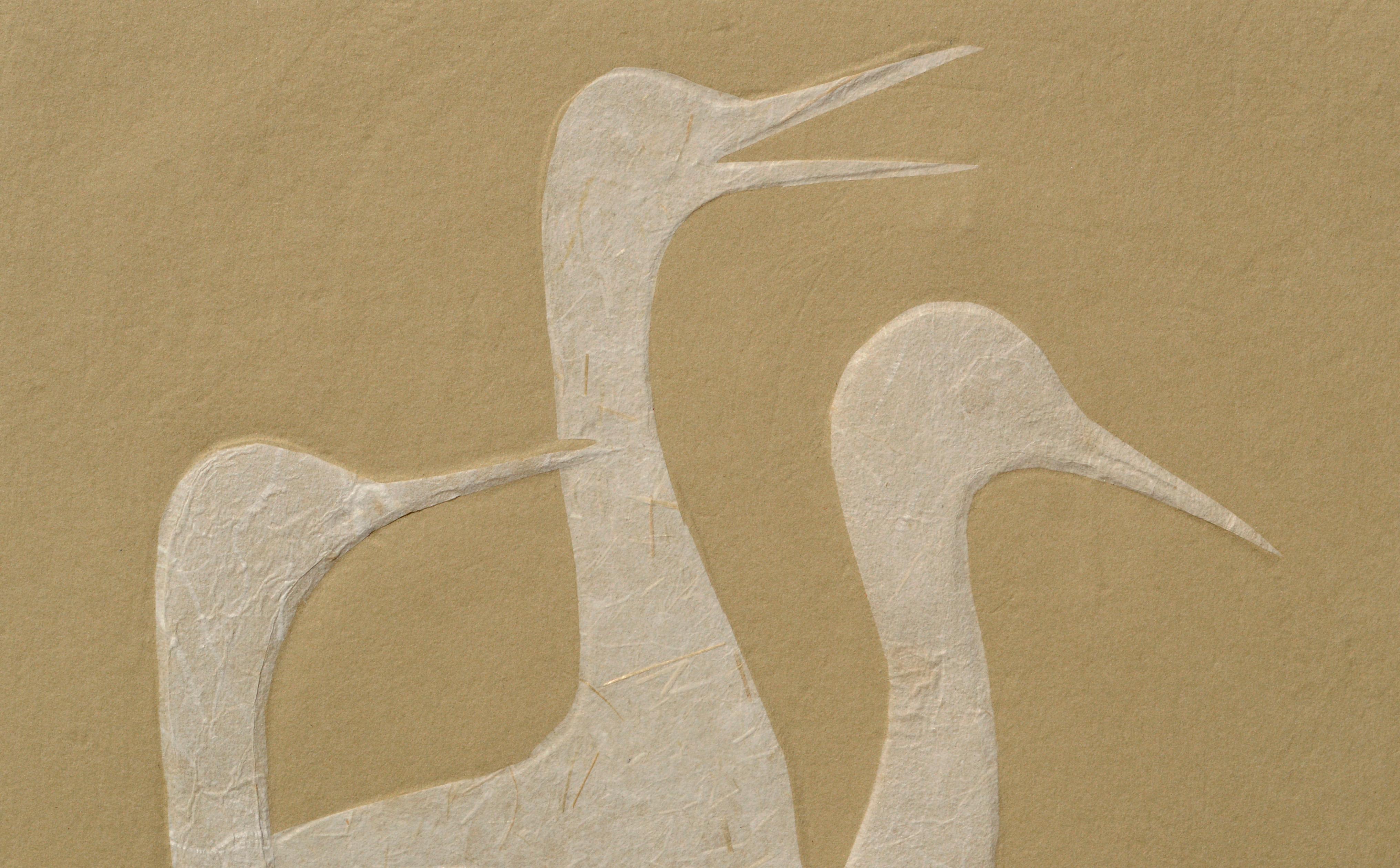 Papierkomposition „Die vier Schwäne“ (Zeitgenössisch), Print, von Patricia A Pearce
