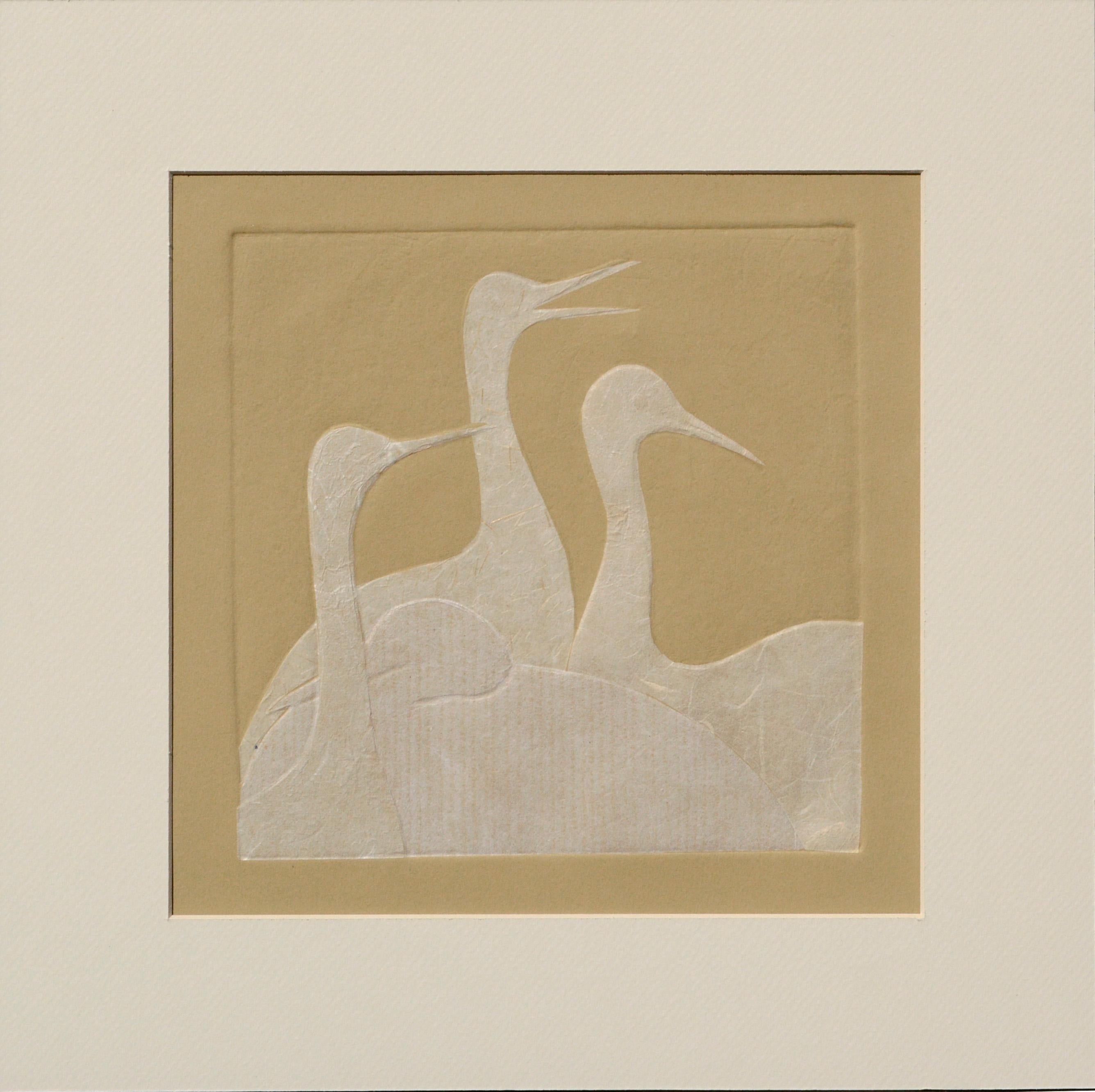 Patricia A Pearce Abstract Print - Four Swans - Paper Composition