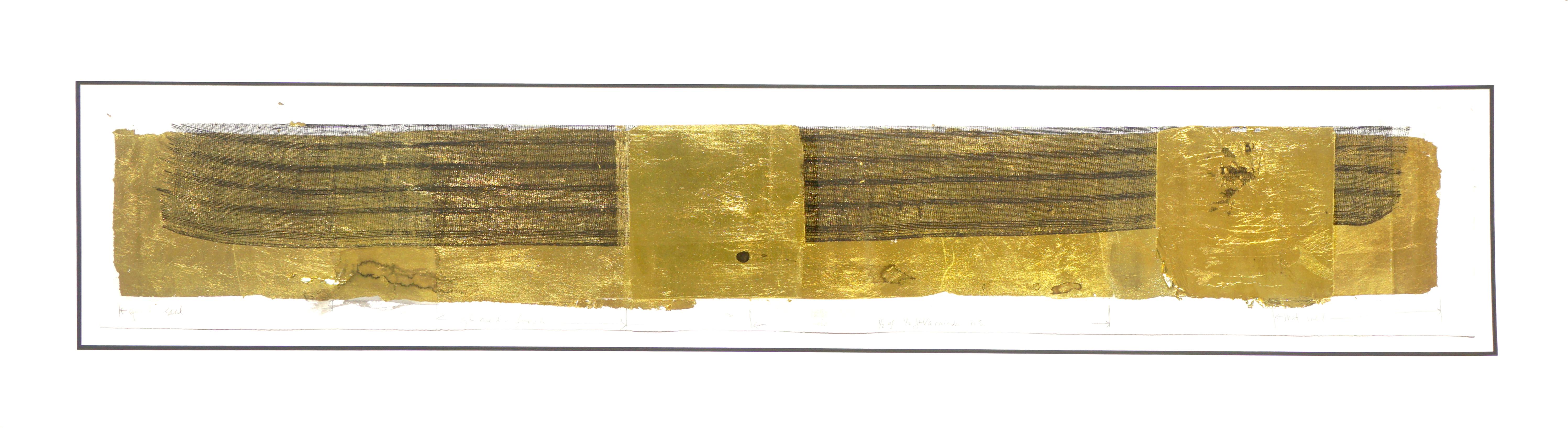 Gold Leaf and Mesh Lithograph - Painting by Patricia A Pearce