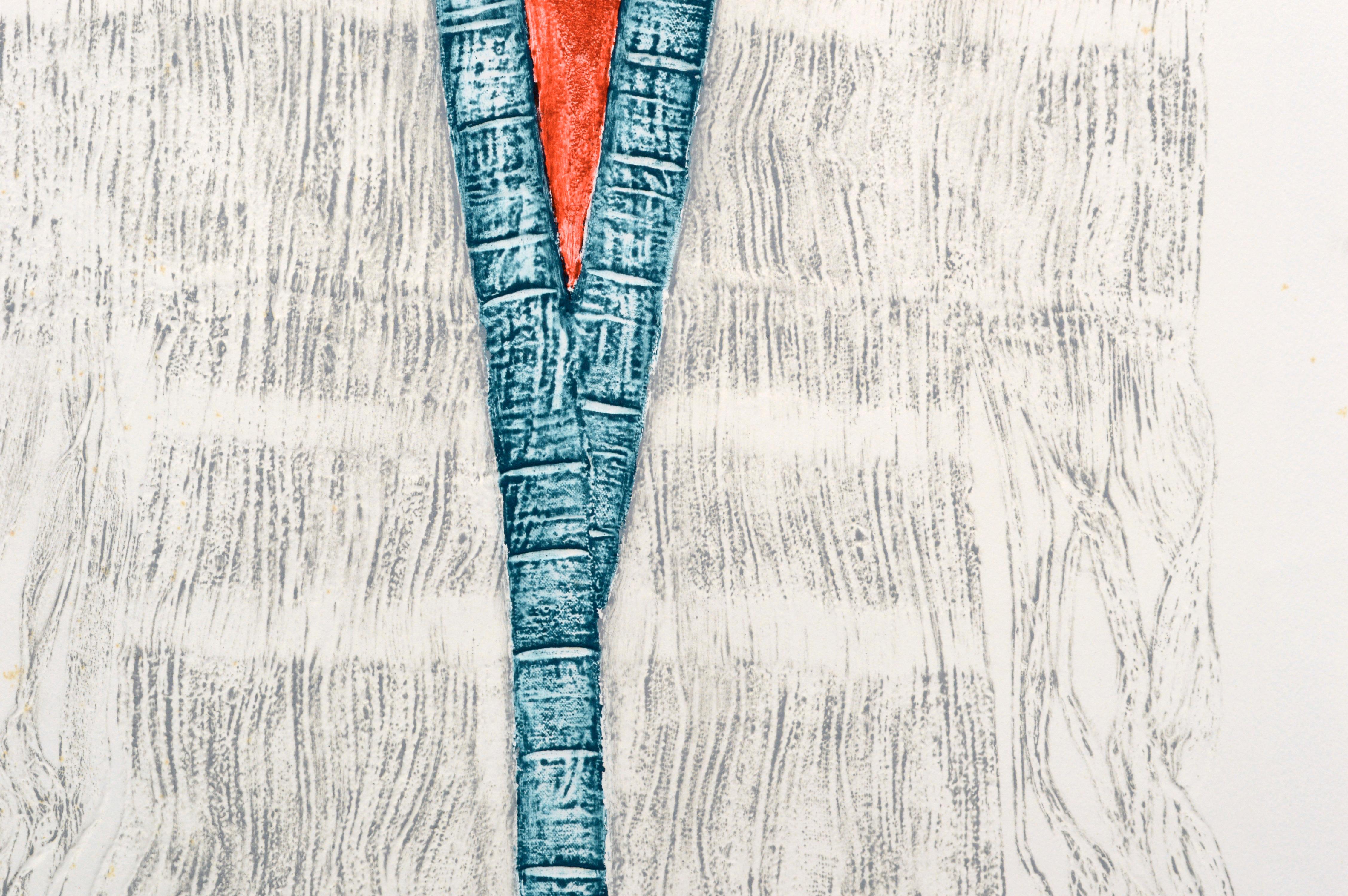 « Kimono 6 » (bleu et rouge) - Contemporain Painting par Patricia A Pearce