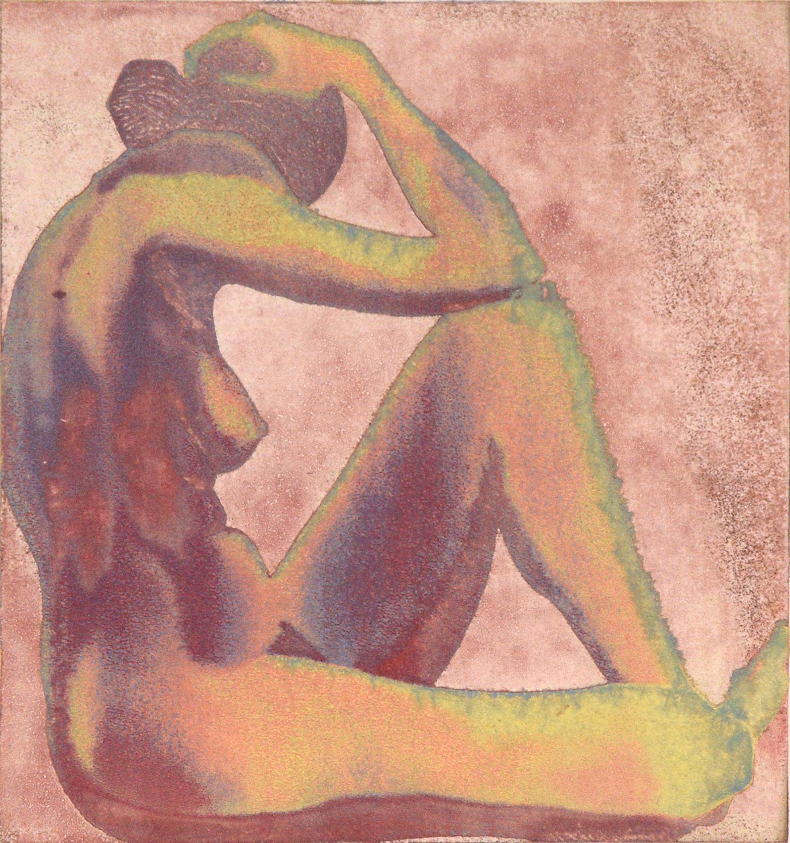 Vintage Figurative Nude - Steel Plate Etching - Print by Patricia A Pearce