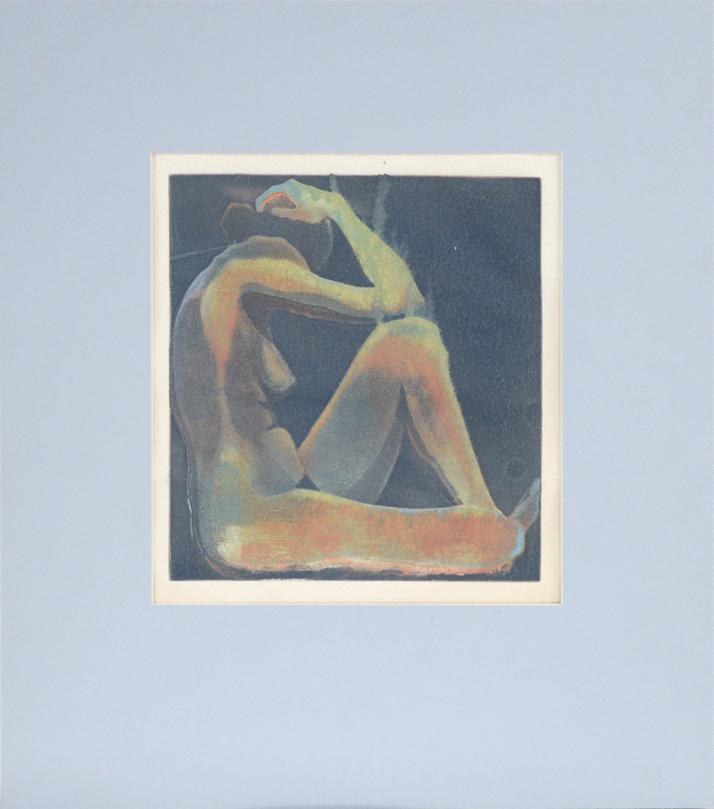 Desnudo figurativo vintage - Monotipo de plancha de acero