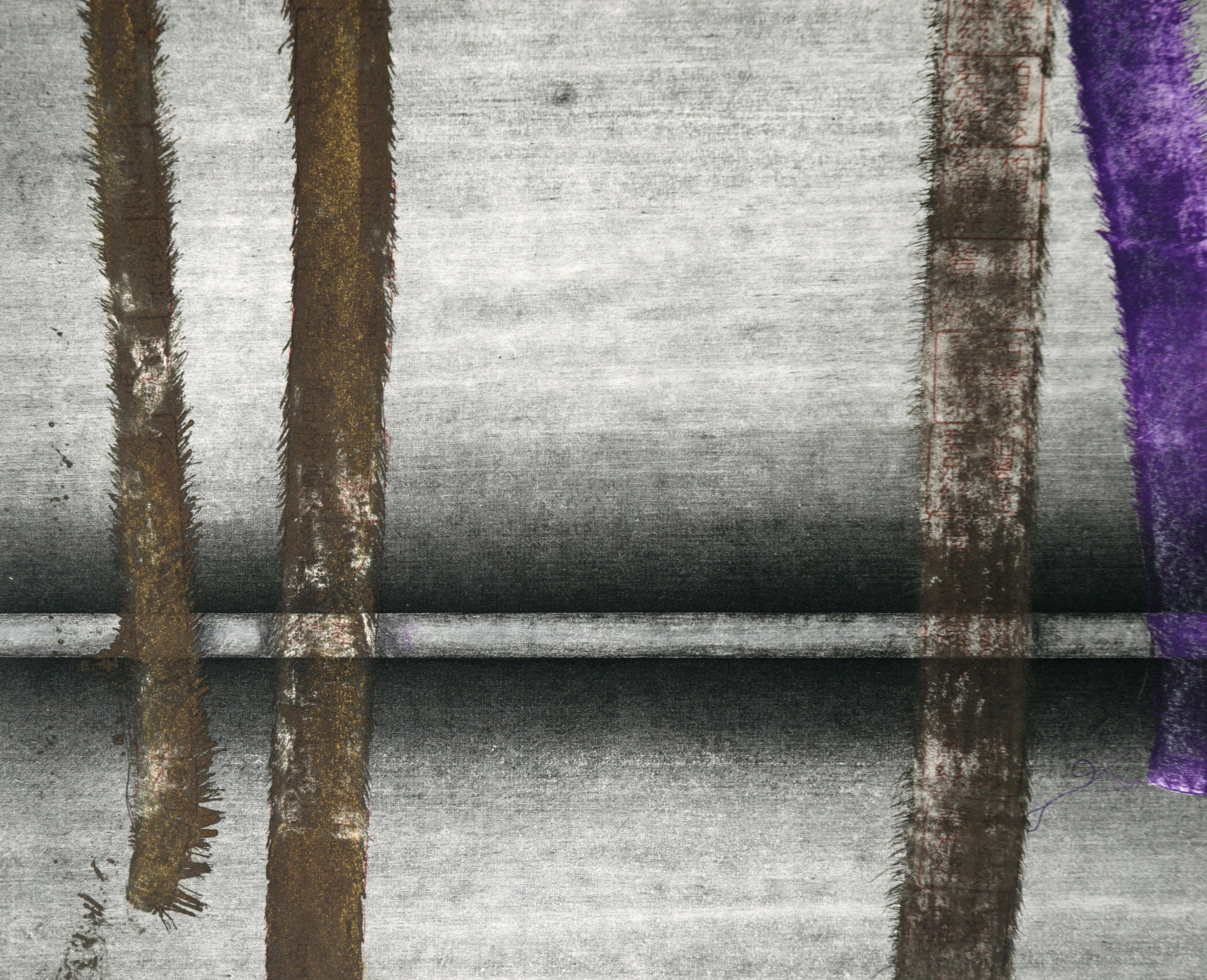 „Teile eines Kimonos“ Mehrschichtige Collagraphie in Tinte auf Papier im Angebot 2
