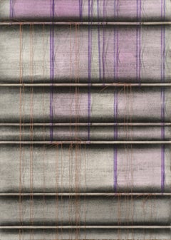 Purple Ribbons and Gold Threads - Hand-Augmented Abstract Collotype