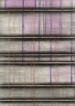 Vintage Purple Ribbons and Gold Threads - Hand-Augmented Abstract Collotype