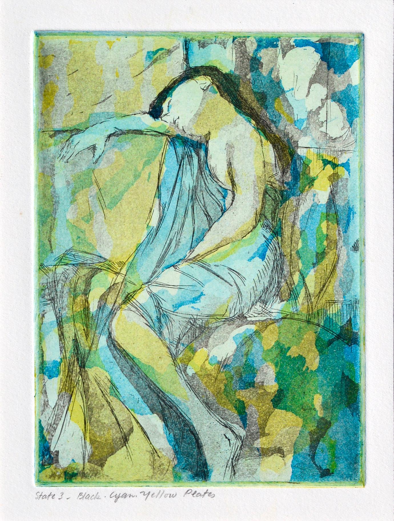 Femme allongée - Série abstraite figurative (série de 4) - Contemporain Print par Patricia A Pearce
