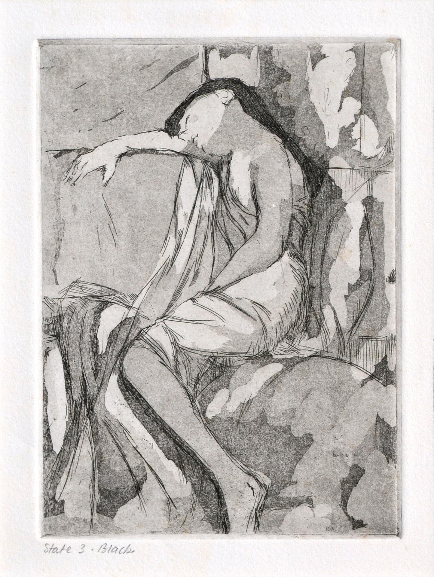 Reclining Woman - Figurative Abstract Series (Set of 4) - White Abstract Print by Patricia A Pearce