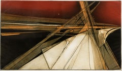 Lithographie géométrique abstraite rouge de Patricia Pearce