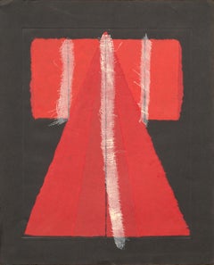 Red Paper Kimono with Cheesecloth Imprint