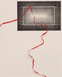 Red Ribbon Through the Window - Exceptional Hand Augmented Lithograph