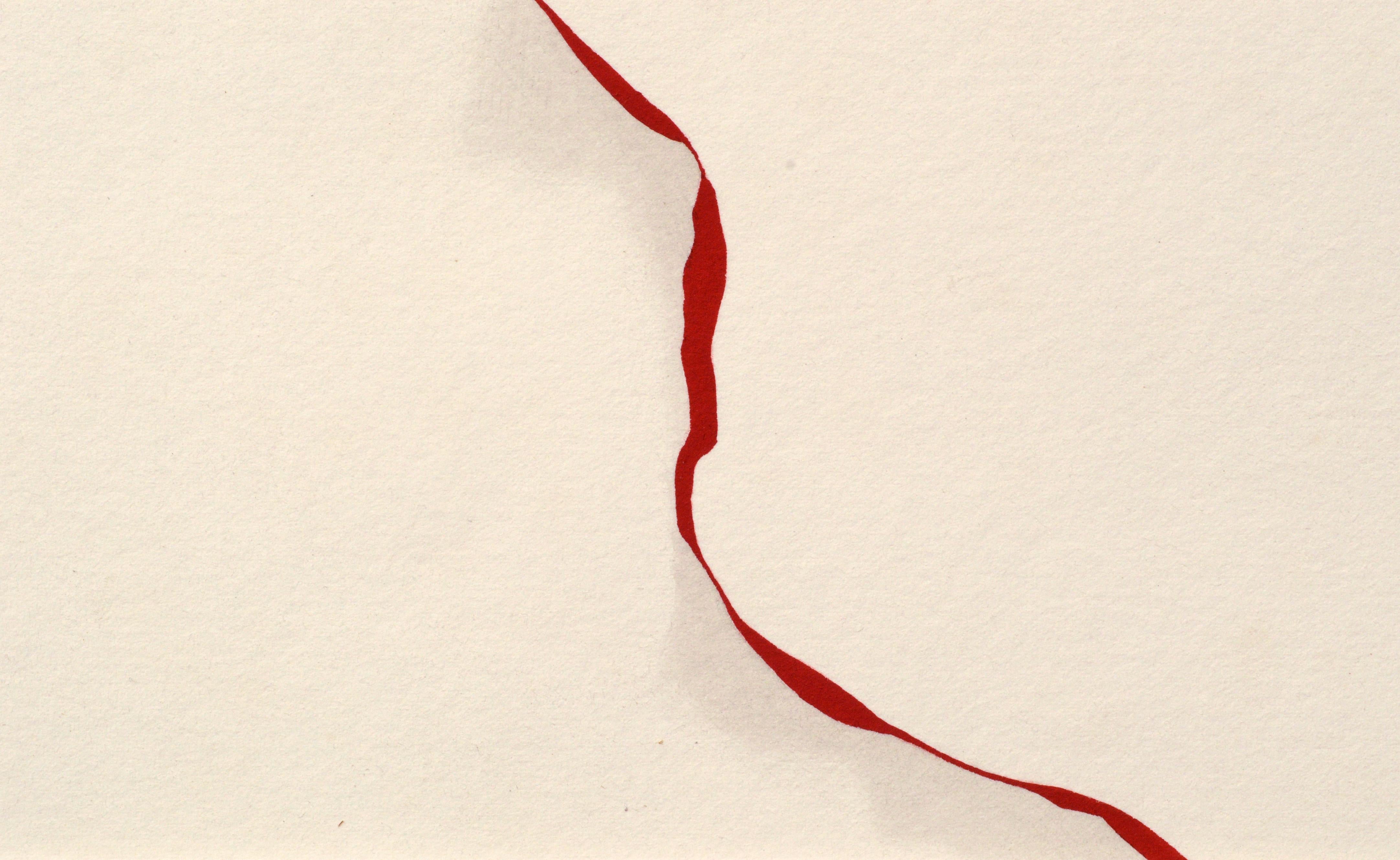 Ribbon rouge à travers la fenêtre - Exceptionnelle lithographie augmentée à la main en vente 1